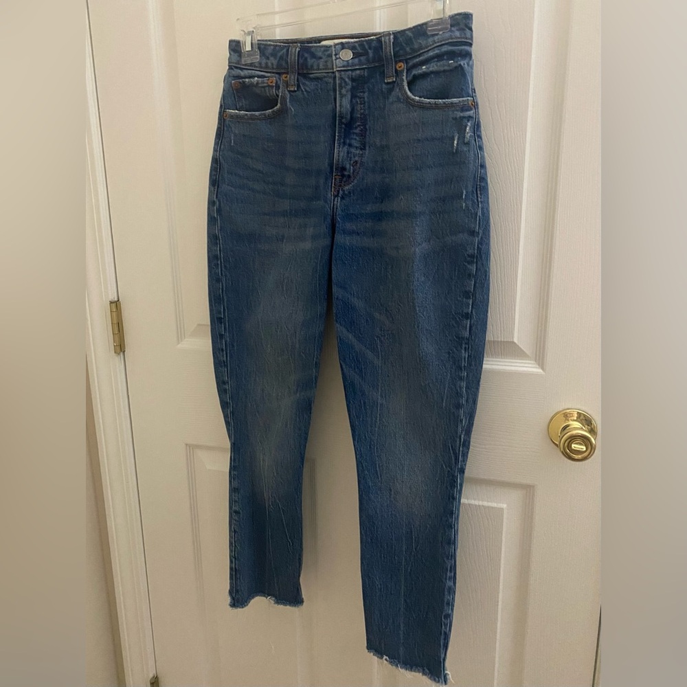 ABERCROMBIE & FITCH High Rise Curve Love Raw Hem Skinny Jeans Sz 25 / 0